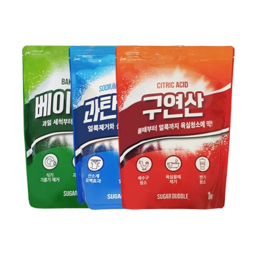 슈가버블 베이킹소다 2kg + 과탄산소다 1kg + 구연산 1kg