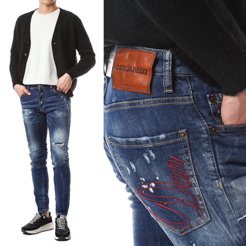 디스퀘어드 딘앤댄 자수스티치 락싱스팟 진청진_쿨가이핏/71LB0773