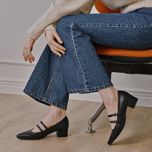 플로리다스튜디오 여성 다알리아 스트랩 펌프스 블랙 4cm_FL2232