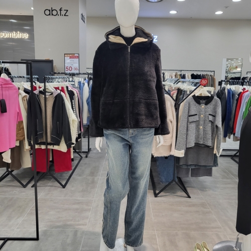 Ab.f.z AFX4HU31/모 혼방 후드 탈착 페이크 점퍼