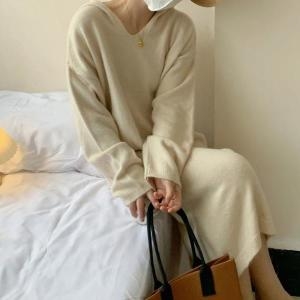 셀러허브 OHS-DDO5146 루즈핏 후드 롱니트 원피스 S10922453