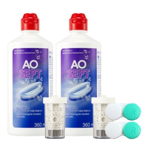 옵티프리 렌즈세척액 에이오셉플러스 360mlx2개 _렌즈케이스 2개추가