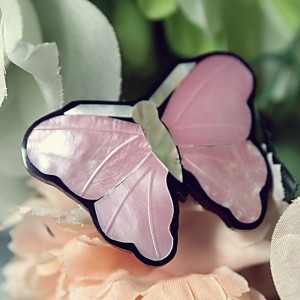 MJS 핑크 나비 자개 브로치 W2AF460