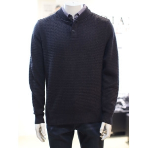 인디안 셔츠레이어드 배색 니트 MIT-BPXW-A1-21