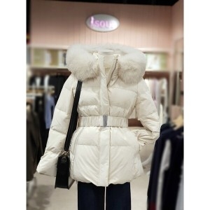 숲 의류 8020후드폭스퍼 탈착 숏 구스 패딩_SZBDO32