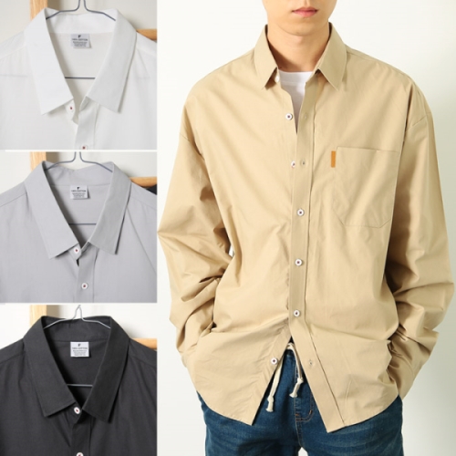 옴므오브제 남자 기모 오버핏 체크 셔츠 남방 CK-OV081