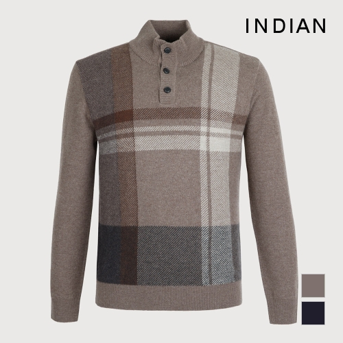 인디안 체크하프단추니트_MITBHXW9321