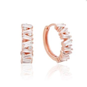 클레오  14K 금침 로즈골드 큐빅 원터치 링 귀걸이 S8539408