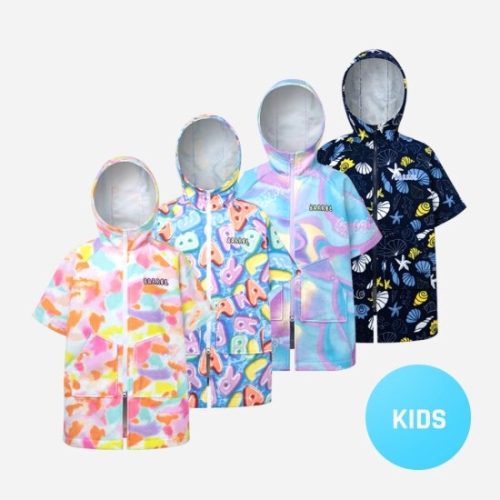 배럴  키즈 스웰 집업 판초 타월 택 1 B3SKAPC002