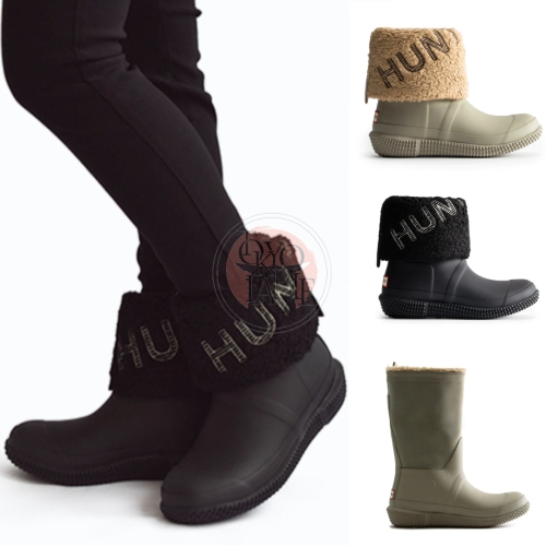 헌터 인아웃 로고 스티치 여자 겨울 방한 앵글 부츠 방수 방한화 WFS2241NRE