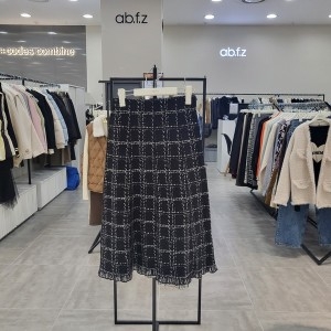 Ab.f.z AFX4HS31밑단 프릴 A라인 허리 밴딩 롱 스커트