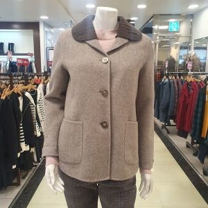 샤트렌 여성 겨울 핸드 모직 재킷,카라 탈부착 니트, 퀼팅조끼형 안감, 모91,캐시미9 bw