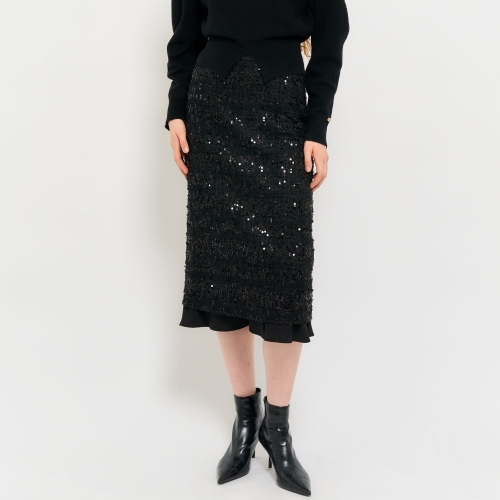 제너럴아이디어 WOMAN 시퀸 롱스커트 SILVER / WBC3L13510