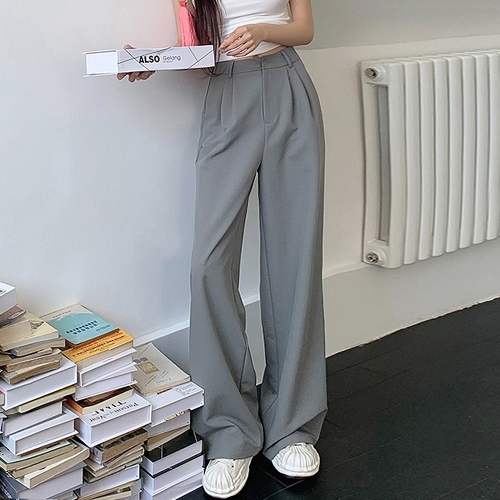  대박난박양 핀턱 그레이 와이드 슬랙스 원컬러 L 상품이미지