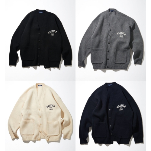 노티카 재팬 브이넥 가디건 펠트 패치 아치 로고 23AW 1035207500001