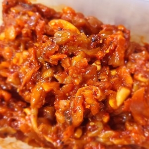 쪽빛누리  젓갈 반찬 오징어 목살 오돌젓 1kg 3팩 양념 듬뿍 오돌돌한 식감 위생설비