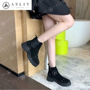 애슬릿 소 가죽 밴딩 발 편한 키높이 앵클 부츠 32480427