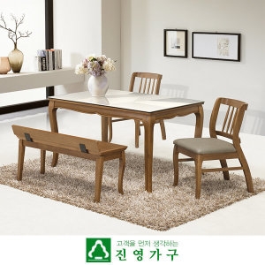진영가구  시그니처 세라믹 4인 식탁세트 벤치형
