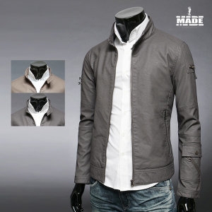 메이드 홈런 지퍼 포인트 레더 자켓 WS8025