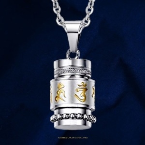 골드앤실버 회전 옴마니 반메훔 추모목걸이 유골 목걸이 불교 유골함 메모리얼 부모 자녀 반려동물 스톤 알약 캡슐