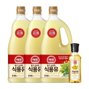 사조대림 콩기름 식용유 1.8L 3병+ 카놀라유 250ml