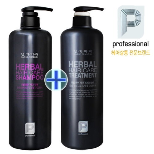 댕기머리 허벌 헤어케어 샴푸 1000ml+트리트먼트 1000ml 2종세트