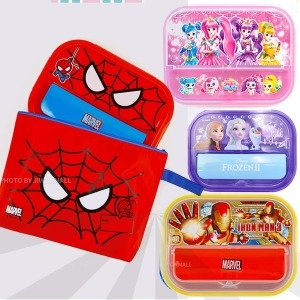 마블 식판 수저통 도시락통 가방 세트 유아 아동 여아 남아 캐릭터 어린이집 유치원 쥬쥬 어몽어스 스파이더맨