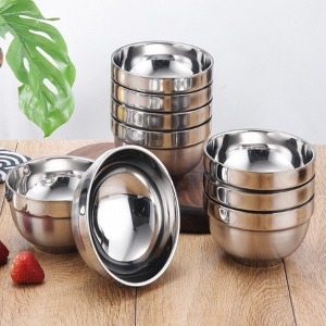 캠핑빌리지 스텐그릇18cm/스테인레스 냉면그릇 간이그릇 밥그릇 국그릇 스텐레스 공기 사발 용기 대접