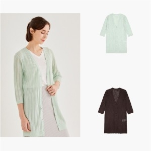 유닛 브이넥 미들기장 가디건 ZHOUF-2KCA18