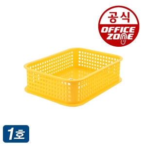 오피스존  노란 바구니 1호 다용도 플라스틱 노랑 수납 사물함 바스켓 학교 유치원 사각 정리함 미니