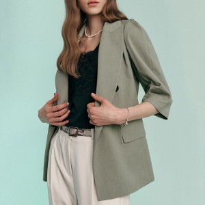 마쟈 퍼프 볼륨소매 하프 더블 린넨 자켓 CC08QJ300ON