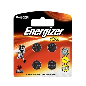 에너자이저  리튬 코인 무수은 건전지 LR44 A76 4입