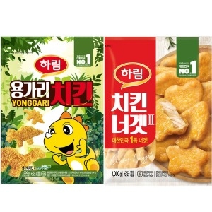 하림  용가리 치킨1kg+치킨너겟1kg 간식 용가리+오리지날 국내산 너겟