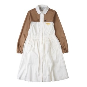 펜디 키즈 로고 자수 코튼 원피스 JFB565 AAC3 F0TU9 9-10