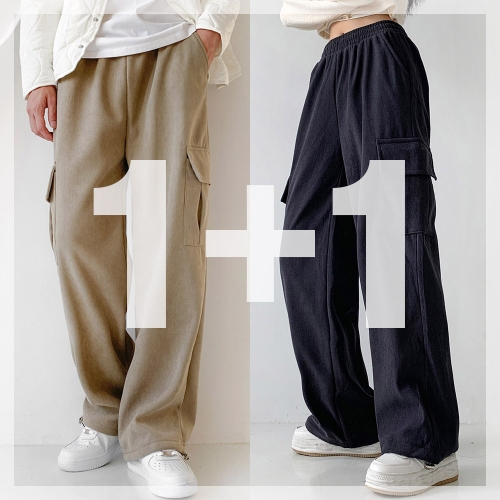 코디제이 1+1 남자 M 양털 코듀로이 스트링 카고바지 기모 와이드 오버핏 밴딩 골덴 스트릿 빅사이즈 8colo