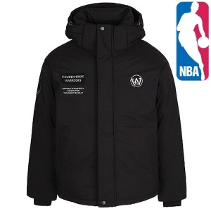 NBA WARRIORS 숏기장 오리털 다운 자켓 점퍼 헤비블랙