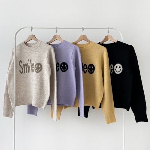 샵앤 빅스마일 여성 라운드 겨울 긴팔 니트 티셔츠 21DS-WKN-2743-옐로우