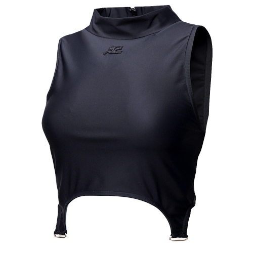 꾸레쥬 Courreges 23 123JTO134PA0043 7005 로고 자수 하이넥 크롭 탑 S 90 전후 Free