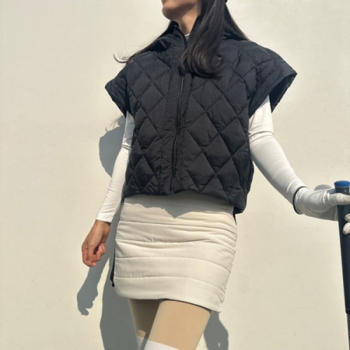 로로얼로이  여성경량패딩조끼 구름패딩조끼 반팔 웰론 퀼팅베스트 라운딩룩
