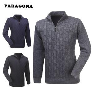 파라고나 PARAGONA 기모 세로 패턴 반집업 니트 Model No_DB2140