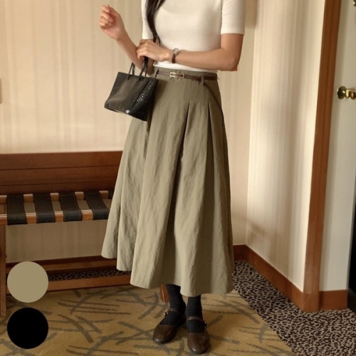 아이우먼 빅사이즈사랑해요 Q086L310 프레아아방주름스커트 DD