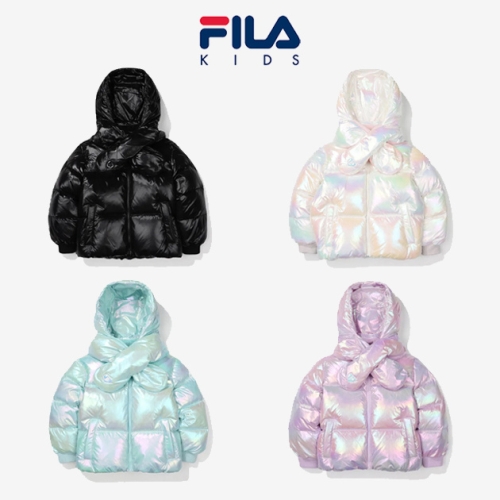 휠라키즈 여아 걸스 온 탑 샤이니 바라클라바 미러볼 다운 패딩 점퍼 (FK2DJF4110F)