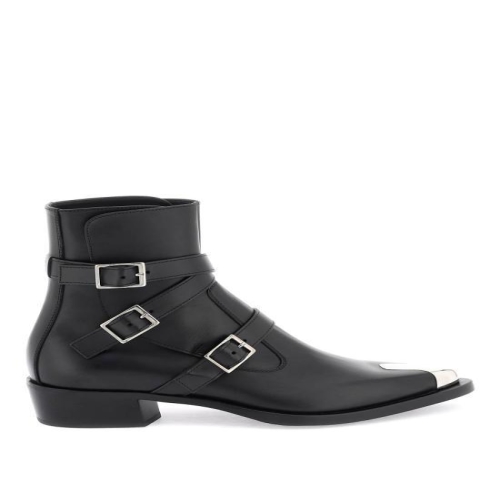 알렉산더맥퀸 FW23 PUNK BOOTS WITH THREE BUCKLES BLACK 750381WIDY1
