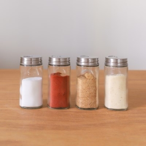 시노글라스 소금 후추 설탕 고추가루 스텐회전뚜껑 양념병 4P세트