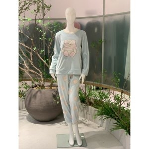 비너스 성안당 VEP378FS 신축성 좋고 따뜻한 극세사 곰돌이 동절기 여성 파자마 수면 잠옷 상하 세