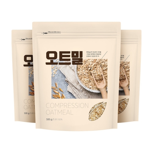 현대농산  오트밀 1.5kg 500gX3봉 귀리 100 무첨가 시리얼
