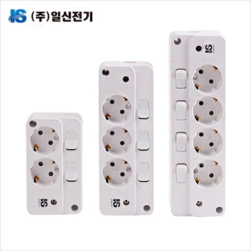 일신  스위치 개별 노출콘센트 2구/3구/4구 16A 나사타입 3구 개별 노출콘센트 1개