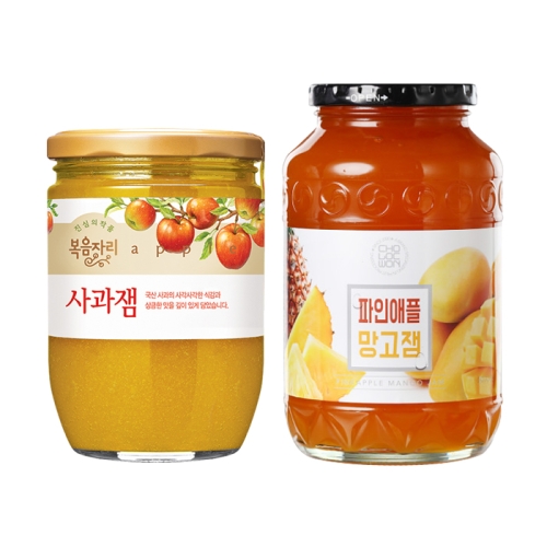 초록원 파인애플 망고잼 1kg +사과잼 1kg