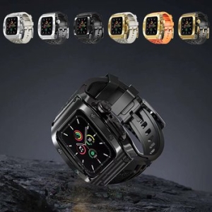 포유  애차드밀 애플워치 티타늄 메탈케이스 명품 일체형 스트랩 울트라 실리콘 러버 밴드 줄질