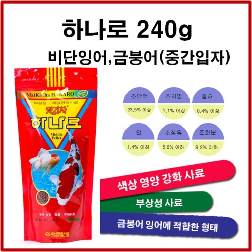 두두펫  부산사료  하나로 240g 비단잉어/금붕어 중간입자